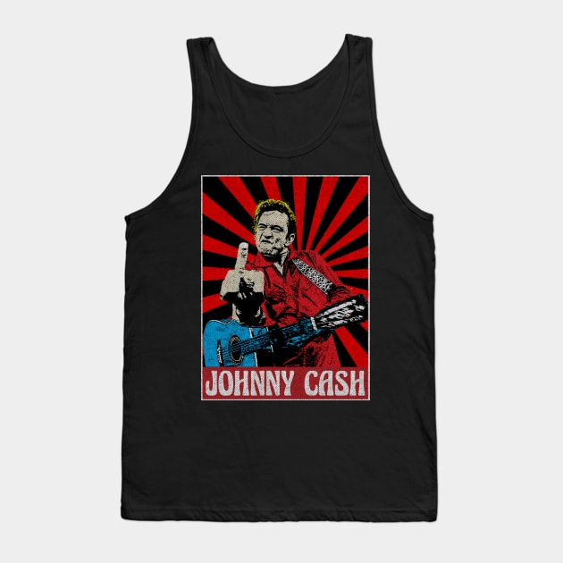 Johnny Cash 80s Pop Art Fan Art Tank Top by Motor Lipat